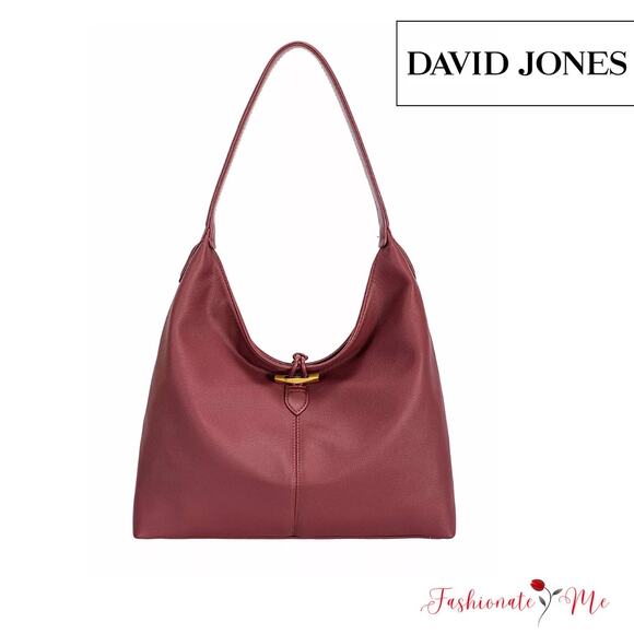 David Jones High Quality Leather Back Pocket Classic Hobo Shoulder Bag | Wine - Picture 1 of 6